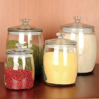 Stoples Penyimpanan Makanan Kaca Bebas BPA, Anti Bocor, Anti Lembab, Kedap Udara, Transparan, Wadah Dapur, Pengawet Kesegaran, untuk Biji-bijian