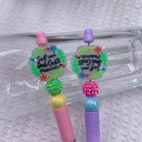 Nouvelles Perles en Silicone Rondes à Motifs de Petites Fleurs et Lettres, Vente en Gros d'Usine en Stock