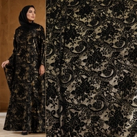Tissu Velours Burnout en Mélange Nylon Viscose, Tissé Damassé à Motifs Floraux avec Fil Métallique, Bonne Tenue, Toucher Doux, Idéal pour Robe