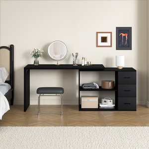 Escritorio de ordenador en forma de L reversible con 3 cajones de almacenamiento y estantes, escritorio de escritura, mesa de oficina modular - Product Image 4