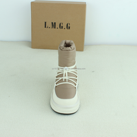 Bottes de neige chaudes en cuir véritable imperméable de haute qualité L.M.G.G H13 avec semelle extérieure respirante en TPR et doublure en fourrure marron