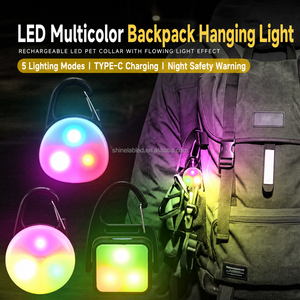 <b>Rechargeable</b> LED Backpack Hanging Light Multicolor USB Type-C Clip on Pet Collar Safety Light 5 Modes Warning <b>Lamp</b> - Product Image 2