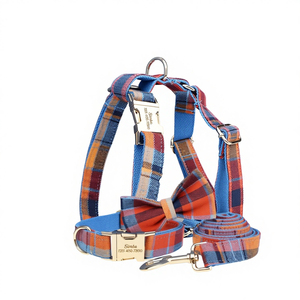 สายจูงสุนัขแบบ H พร้อมปลอกคอและโบว์ผูกแบบมีซับในไนลอน ดีไซน์ทันสมัยสำหรับสุนัขตัวผู้ มีหลายแบบให้เลือก - Product Image 1