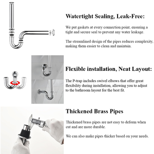 Accessoires de salle de bain de haute qualité, vente directe d'usine, siphon en forme de P ondulé chromé G1-1/4'' pour lavabo - Product Image 4