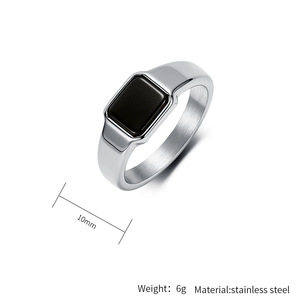Anillo Geométrico Cuadrado de Acero Inoxidable Chapado en Oro con Gema Negra para Hombre y Mujer, Joyería Minimalista, Regalo - Product Image 6