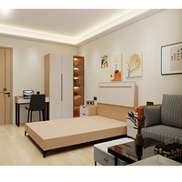Ensemble de meubles de chambre d'hôtel moderne, élégant et polyvalent, ensemble complet lit et armoire pour appartements locatifs, personnalisation disponible