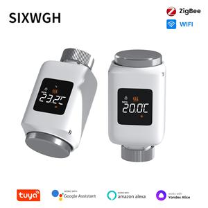 SIXWGH <span class=keywords><strong>Thermostat</strong></span> de <span class=keywords><strong>radiateur</strong></span> intelligent WiFi/Zigbee (TRV) programmable 7 jours, 30 % d'économie d'énergie, compatible hôtel et extérieur - Product Image 4