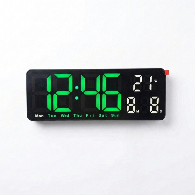 Modern Smart Plastic Electronic Alarm LED Wall Clock Digital Calendar Snooze Temperature Function USB Powered for Room Decor