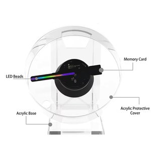Cross-border OEM 3D Holographic Fan 12cm Christmas Ornaments <strong>Projection</strong> Music Advertising Machine <strong>Mobile</strong> Phone <strong>APP</strong> Remote - Product Image 1