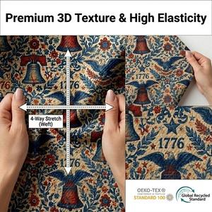Tela estampada del 4 de julio, 240 g/m², poliéster y elastano, elástica <span class=keywords><strong>en</strong></span> 4 direcciones, tejido de punto texturizado <span class=keywords><strong>Liverpool</strong></span> para lazos de bebé - Product Image 2
