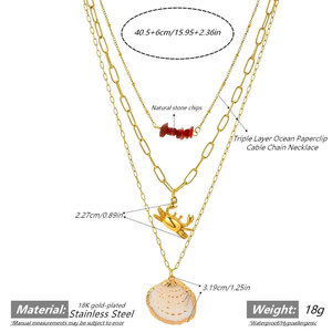 สร้อยคอจี้สไตล์ฮาวายสำหรับฤดูร้อน  ทำจากสแตนเลสสตีล 316L ชุบทอง 14k 18k PVD  รูปเปลือกหอย สำหรับผู้หญิง - Product Image 6