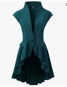 Chaqueta de Estilo Gótico Medieval Renacentista Steampunk para <span class=keywords><strong>Mujer</strong></span>, Chaleco Victoriano con Cintura en Cascada, <span class=keywords><strong>Disfraz</strong></span> de <span class=keywords><strong>Vampiro</strong></span> para Halloween - Product Image 5