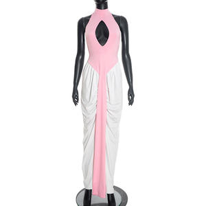 ชุดราตรีเดรสยาวแบบผ่าข้าง รุ่น Viviblook D25DS548 สำหรับผู้หญิง ดีไซน์เซ็กซี่แบบผูกคอ ไม่มีแขน โชว์ช่วงเอว ตัดสี แต่งริบบิ้น - Product Image 2