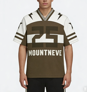 T-Shirt Oversize Personalizzata da Uomo in Rete Quadrata 180 Grammi con Grafica Taglio Anti-Piega Stile Motociclista Motivo Uniforme Maglia da <span class=keywords><strong>Calcio</strong></span> - Product Image 2