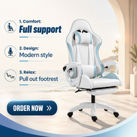 Chaise de bureau gaming pour homme et femme, confortable, ergonomique, avec repose-pieds et accoudoirs, revêtement en cuir, pour usage domestique