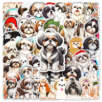 50 pièces ventes d'usine dessin animé personnalisé Animal Kawaii chien Shih Tzu autocollant pour ordinateur portable tasse Journal autocollant