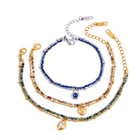 Bracelet à perles double couche en acier inoxydable 316L, bracelet à perles fines avec breloque en CZ, étanche, ne ternit pas, bijoux bohèmes pour femmes