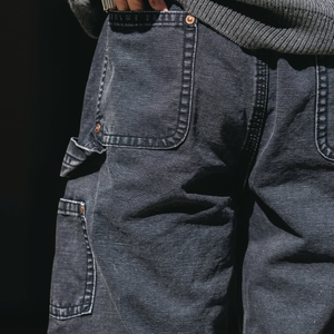 <span class=keywords><strong>Pantalon</strong></span> de menuisier double genou pour hommes Street Wear Oversized Heavyweight Duck Canvas Vintage Indigo Blue - Product Image 6