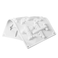 Moule en silicone rectangulaire classique populaire 6 en 1 pour décoration de gâteaux, pâtisseries et fondants, motif avion 3D brillant