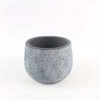 Pot de fleurs classique en ciment mat, forme cylindrique, pour l'extérieur, motif floral européen