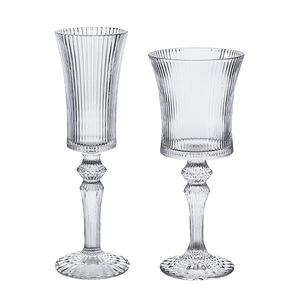 Vente flash Verre à vin rouge et à champagne vintage minimaliste côtelé pour les mariages - Product Image 3