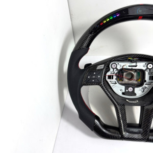 Volant en cuir personnalisé avec LED et fibre de carbone pour Mercedes pour W204 C63 C43 W212 C180 C200 C260 C300 E300 - Product Image 3