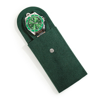 Boîtes cadeaux de voyage en velours vert véritable avec logo personnalisé OEM, étui pour montre, emballage de montre de luxe