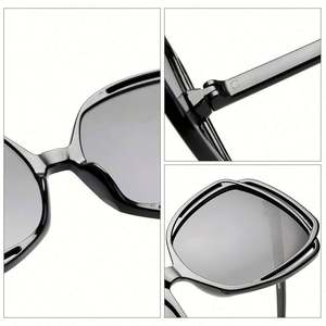 Lunettes de soleil surdimensionnées carrées vintage rétro 2023 avec logo personnalisé, monture irrégulière, pour femmes - Product Image 6