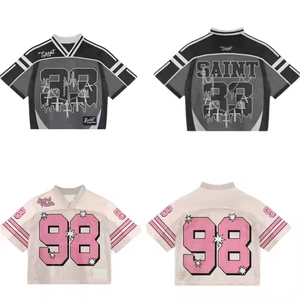 Magliette Crop Personalizzate in Rete con Sublimazione, Maglie Corte Boxy da Football Americano, Maglia Crop Retrò da Football Americano, Streetwear - Product Image 4