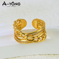 Ayong ensembles de bijoux élégants plaqué or 18 carats bague ajusteur de taille bracelet et bague ensemble pour les femmes