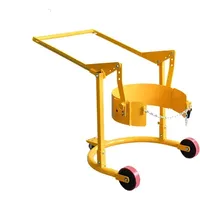 Chariot à tambour portable en acier, capacité 364 kg, 3 roues, cadre en maille fermé, construction robuste, pour aéroport et entrepôt