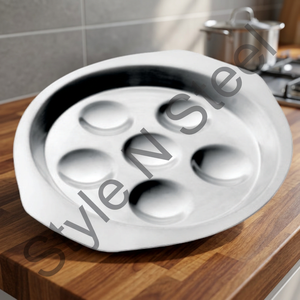 Plato de acero inoxidable para servir huevos, bandeja de acero inoxidable para postre profesional - Product Image 4