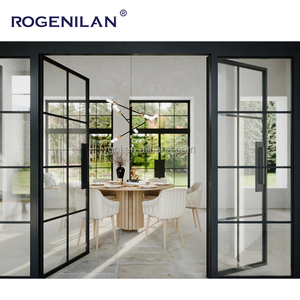 Innen Metall trennwände Raum Innen trennwand Schwingt üren Glaswand Aluminium gitter Flügeltüren - Product Image 5