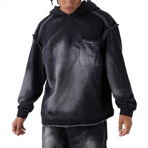 Chándal con Capucha para Hombre, Degradado Sólido, Manga Larga, Corte Regular, Estilo Urbano, 100% Algodón, Transpirable, Informal de Invierno - Product Image 3