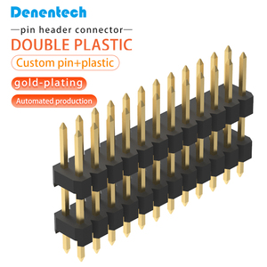 Denentech ổn định cao kép hàng kết nối Dip nối 8P 12p 14P 16P thẳng pin tiêu đề <span class=keywords><strong>2.54mm</strong></span> Brass liên hệ với ABS cho PCB - Product Image 1
