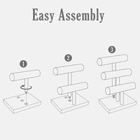 Support de présentation pour bracelets en bois blanc AOTE à 3 niveaux, capacité de 3 à 6 L, pour bijoux, support de rangement pour bracelets en forme de T, pour la maison et les entreprises
