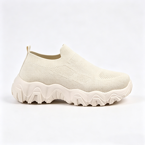 Vente en gros usine : Mules sneakers pour femmes, à enfiler, en tricot ajouré duveteux, à plateforme épaisse antidérapante, pour la marche - Product Image 4