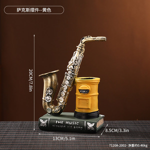 Décorations de bureau et accessoires de style nordique en résine : porte-stylos, mini <span class=keywords><strong>saxophone</strong></span>, violon, statue de livre - Product Image 6
