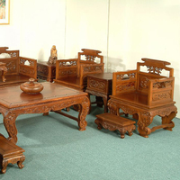 Ensemble de meubles Luohan en teck d'Indonésie d'inspiration Zen, lit Arhat, divan, fauteuil, repose-pieds, style classique chinois modulaire carré