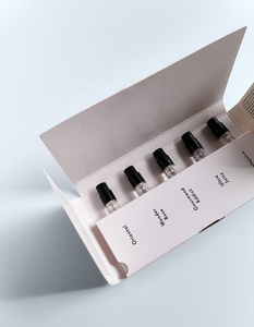 Benutzer definierter Druck 5pc 7pc Parfüm-Duftset-Proben <span class=keywords><strong>tester</strong></span> 2ml 3ml Fläschchen-Broschürenpapier-Geschenk box mit Einsatz - Product Image 4
