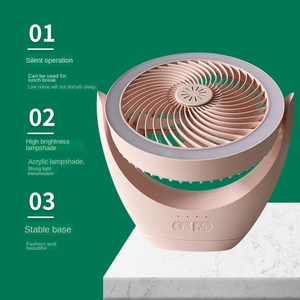 Lámpara de ventilador LED Camping recargable escritorio portátil viento ajustable ventilador de techo inalámbrico luz con ganchos - Product Image 1