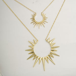 Gemnel all'ingrosso riciclato gioielli da donna in argento Sterling alla moda <span class=keywords><strong>oro</strong></span> <span class=keywords><strong>collana</strong></span> <span class=keywords><strong>sole</strong></span> splendente - Product Image 6