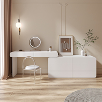 Bureau d'étude blanc moderne avec étagère et armoire pour bureau à domicile, coiffeuse et table de maquillage avec tiroirs