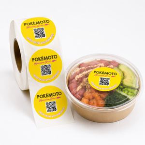 Étiquettes autocollantes écologiques réutilisables en vinyle Pokmoto avec code QR pour emballages alimentaires, diamètre de 3 mm, autocollants imprimés numériquement - Product Image 1
