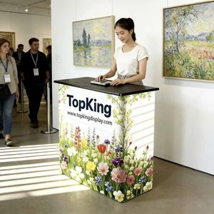 Vente chaude <span class=keywords><strong>Comptoir</strong></span> pop-up personnalisable Support d'affichage portable Cadre en aluminium Durable pour la promotion en magasin de détail Événement Marketing - Product Image 6