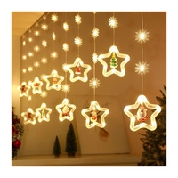 Guirlande lumineuse LED de Noël en forme d'étoile, anneau de vœux, flocon de neige, rideau lumineux 3m, décoration de fenêtre et d'arbre de Noël sur fil de corde