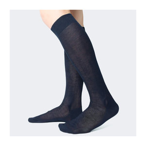 Calcetines italianos de algodón 100% hasta la rodilla Calcetines largos elegantes de diferentes colores para hombres con logotipo tejido Blanco y marrón-Suministro ODM - Product Image 5