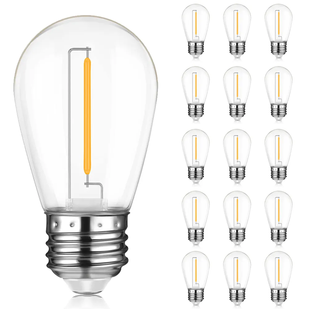 New Product 0.3W 1W Led Filament Lamp Bulb Transparent Glass Cover Warm Light S14 E27 Bulb