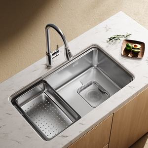 Fregadero de cocina de acero inoxidable 304 de un solo tazón grande con cesta de drenaje y estación de trabajo para uso doméstico - Product Image 1