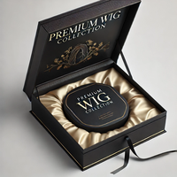 Boîte d'emballage de perruque de luxe personnalisée bande avec logo boîte de perruque pliable boîte de paquet noire d'extension de cheveux de perruque